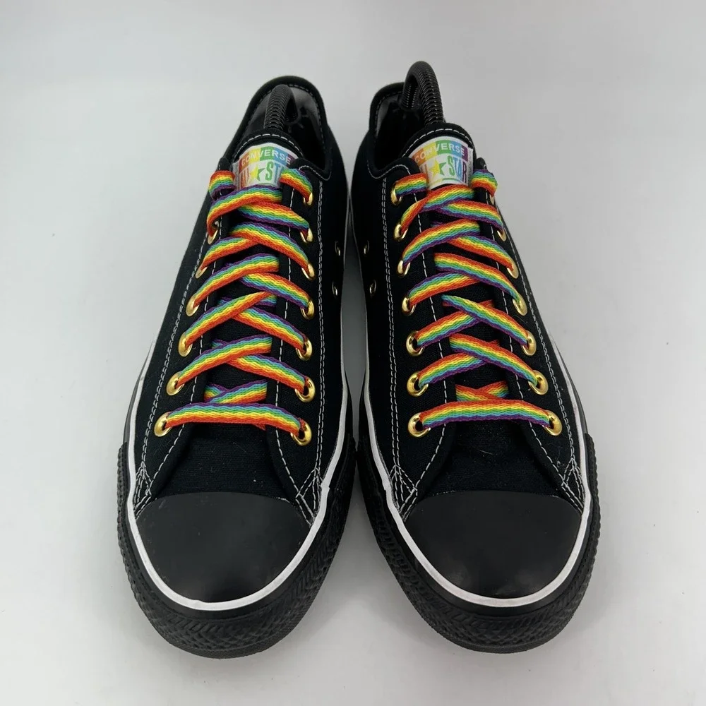Converse All Star Shoes Mens Size 9 Black Rainbow Pride Low Top Lace Up Sneakers - Picture 3 of 14